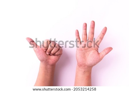 counting hands sign from one to ten. The finger gestures. Count on your fingers. six