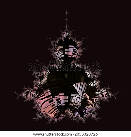 pink and purple geometric shaped pattern and design combined with Mandelbrot fractal on a black background