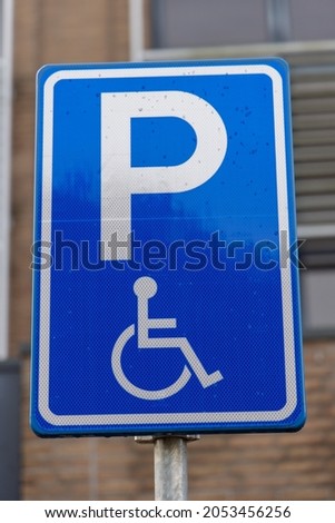 Road sign. Disabled parking space