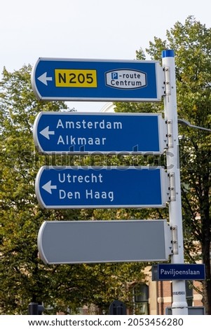 Dutch road city direction signs