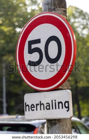 Dutch road sign. Maximum 50 kilometers per hour