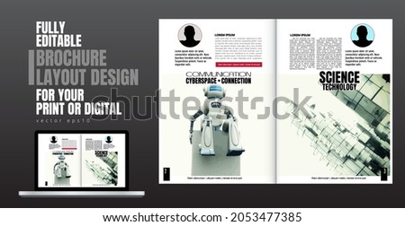 Brochure, ebook or presentation mockup with technology subject ready for use, vector illustration easy to editable