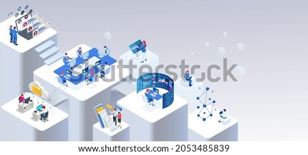 Isometric Expert team for Data Analysis, Business Statistic, Management, Consulting, Marketing. Communication and contemporary marketing. Corporate people working together Royalty-Free Stock Photo #2053485839