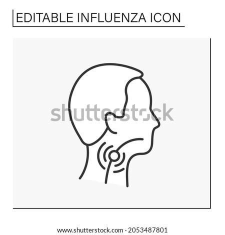Sore throat line icon.Viral and bacterial infections. Pain, scratchiness or irritation of throat. Influenza concept. Isolated vector illustration. Editable stroke Royalty-Free Stock Photo #2053487801