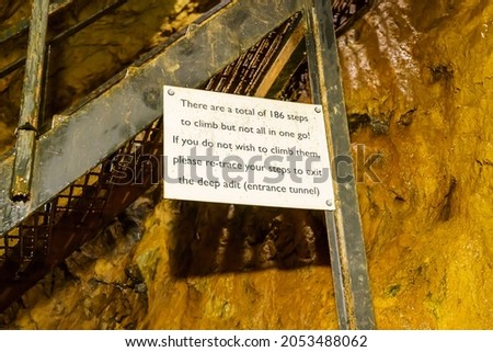 scene from inside Sygun Copper Mine, a restored Victorian copper mine in Snowdonia National Park, Wales UK