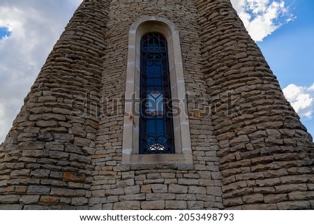 Fortress window. Architectural medieval background with copy space for text or lettering.