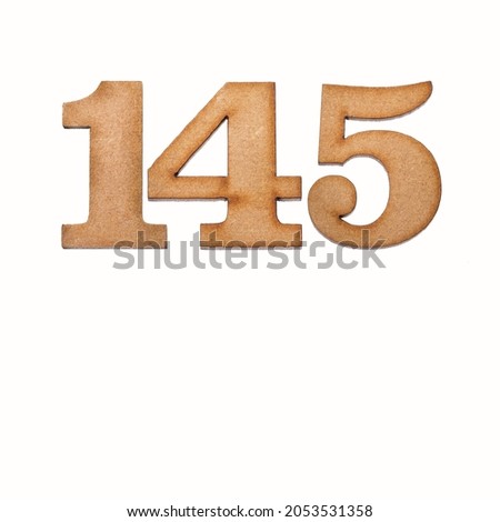 Number 145 - Piece of wood isolated on white background