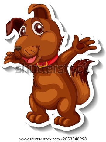 Sticker design with a dog in standing pose isolated illustration