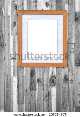 photo frame on wooden board background