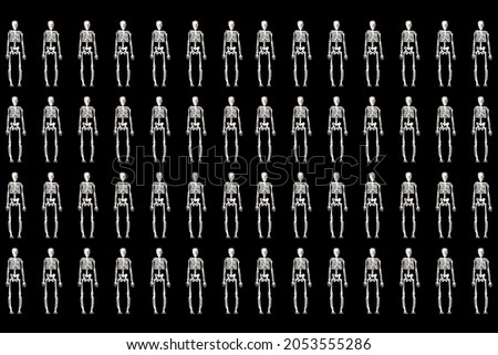 Pattern with a human skeleton on a black background