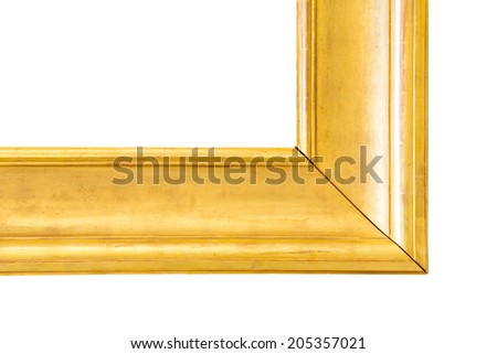 golden picture frame isolate on white background
