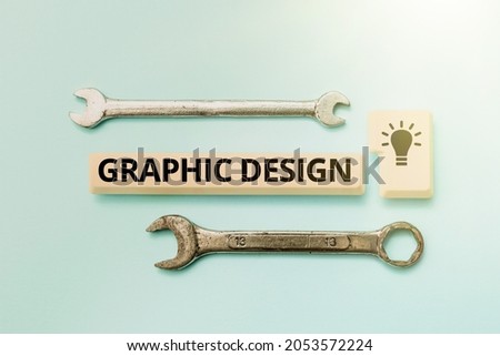 Handwriting text Graphic Design. Business showcase art or skill of combining text and pictures in advertisements Formatting And Compiling Online Datas, Abstract Editing Spreadsheet