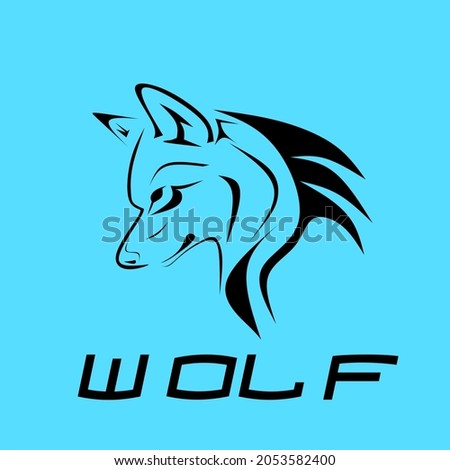 vector illustration of a wolf on a nice blue background for brand label logo dsign sticker