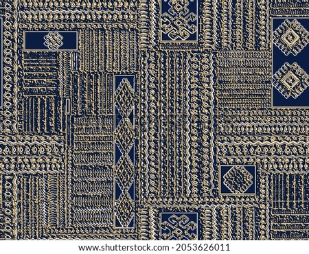 Artistic line carpet bathmat and Rug Boho style ethnic design pattern with distressed woven texture and effect seamless pattern design for scarf, carpet, curtain, linen, pillow and book cover

 Royalty-Free Stock Photo #2053626011