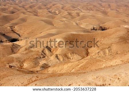 Scenic mountainous Judean desert landscape near Jericho, Israel

