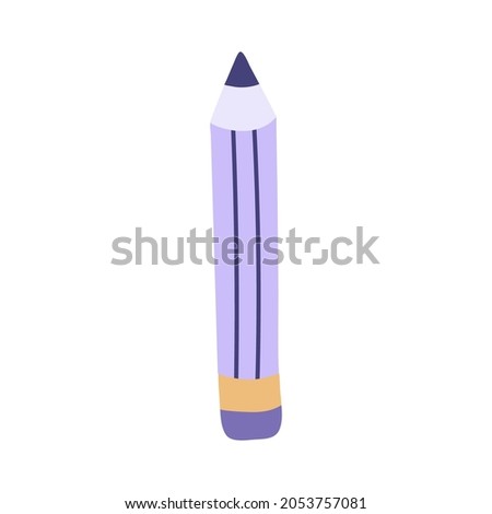 Cute hand drawn pencil in a simple and naive cartoon style. For writing notes in planner, sign business contract, write down lectures in the university. Vector illustration isolated on the background