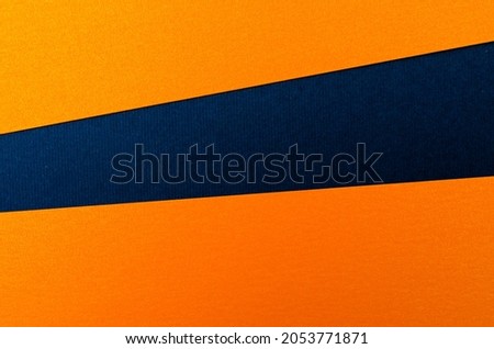 Blue and orange colors paper texture background. Place for text. Three tones. Background for presentation. Bright colors paper element