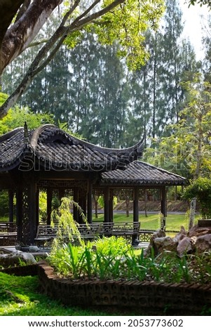 chinese temple in a peaceful park