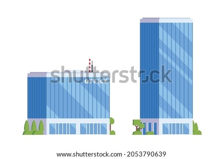 Vector elements representing office buildings for city illustration