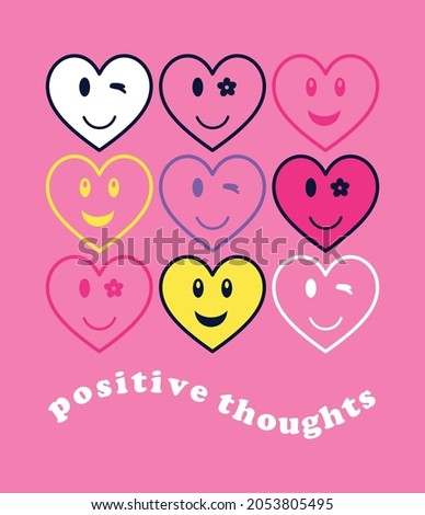 POSITIVE THOUGHTS, GIRLS GRAPHIC TEES VECTOR DESIGNS AND OTHER USES Royalty-Free Stock Photo #2053805495