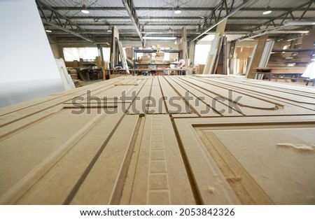 Factory for the manufacture of wooden doors Royalty-Free Stock Photo #2053842326