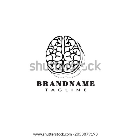 brain cartoon logo icon design template black modern isolated vector illustration