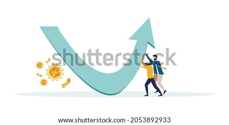 Economic V shape recovery after COVID-19 coronavirus accident, businessman, professional analysis of the world economy, Vector