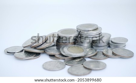 stack coins concept save money. coins on white background​