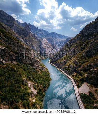 Aerial view of Neretva canyon in Bosnia Royalty-Free Stock Photo #2053900112