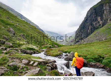 Landscapes of Hampta Pass Trek, Himachal Pradesh, India. Royalty-Free Stock Photo #2053940789