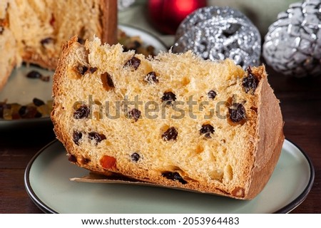Panettone. Typical fruit cake served at Christmas.