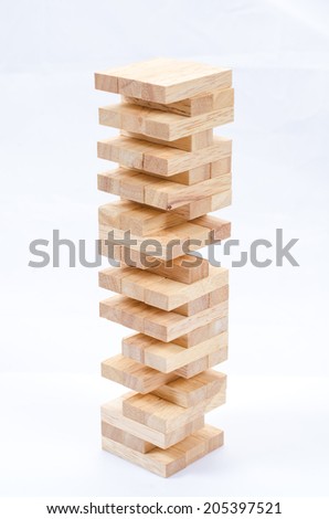 Blocks of wood isolated on white background. Royalty-Free Stock Photo #205397521