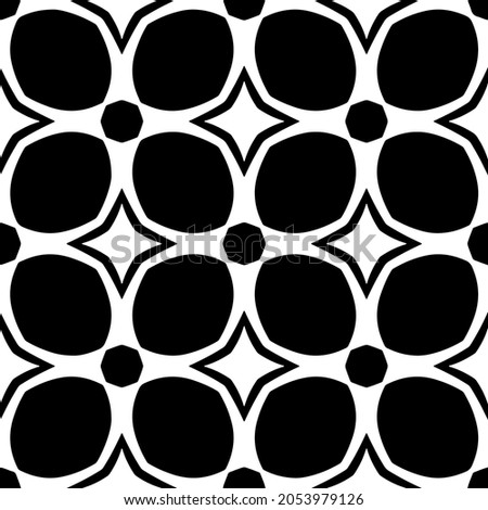 Flower geometric pattern. Seamless vector background. White and black ornament. Ornament for fabric, wallpaper, packaging. Decorative print.