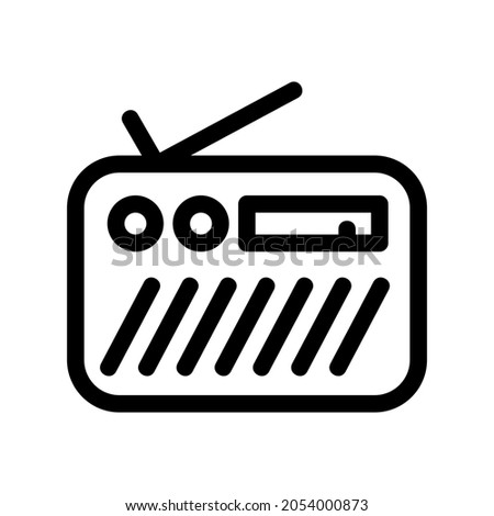Simple line icon, radio broadcast, isolated in white