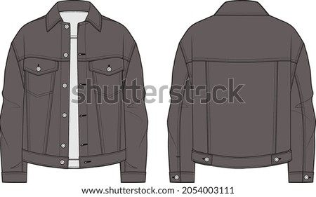 RIDER DENIM AND DIGITAL JACKETS WITH POCKETS SKETCH VECTOR Royalty-Free Stock Photo #2054003111