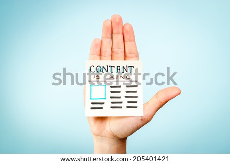 Hand with content is king message