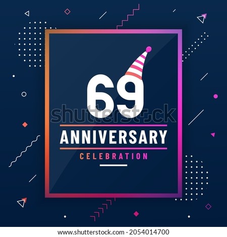 69 years anniversary greetings card, 69 anniversary celebration background free vector.