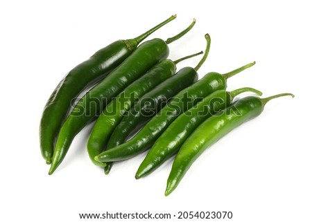 Green chili pepper isolated on white. High resolution photo. Full depth of field.