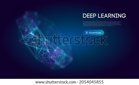 Deep learning science technology background. Network communication ai deep learning. Vector illustration. Royalty-Free Stock Photo #2054045855