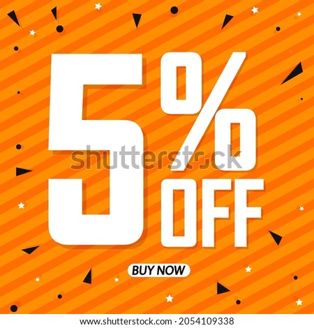 Sale 5% off, poster design template. Promotion banner for shop or online store.