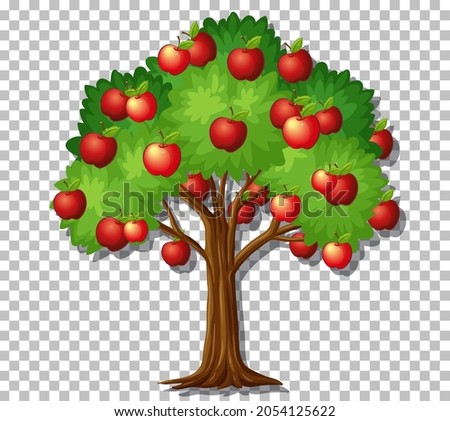 Apple tree on transparent background illustration