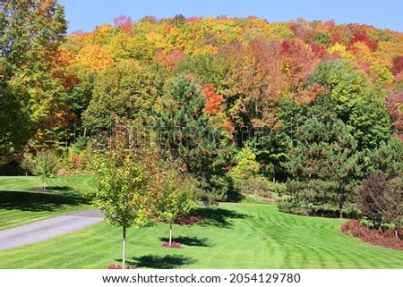 Fall landscape eastern townships Shellord Quebec province Canada