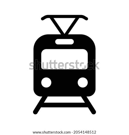 Lightrail or light rail transit with pantograph flat vector icon for transportation apps and websites Royalty-Free Stock Photo #2054148512