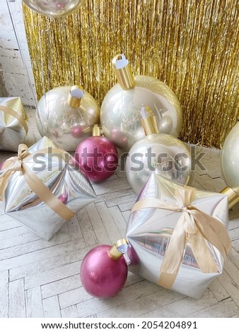 Set of shaped foil balloons for christmas party