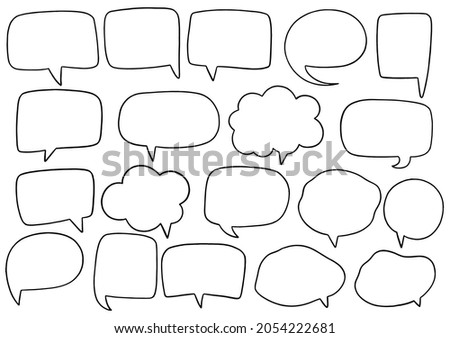 hand drawn background Set of cute speech bubble in doodle style 