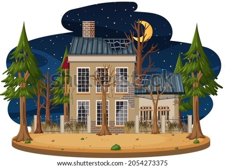 An old spookey house at night illustration