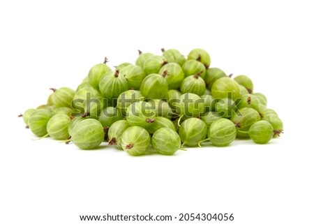 Gooseberry isolated on white background. Heap of green summer berries. Fresh ripe gooseberry Royalty-Free Stock Photo #2054304056