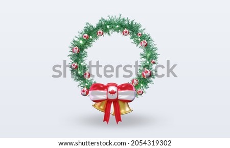 3d christmas wreath Canada flag rendering front view