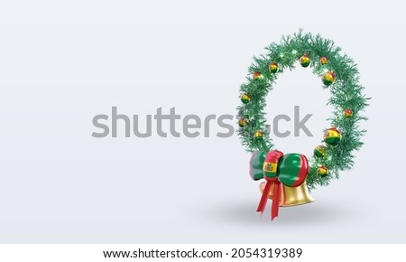 3d christmas wreath Bolivia flag rendering right view
