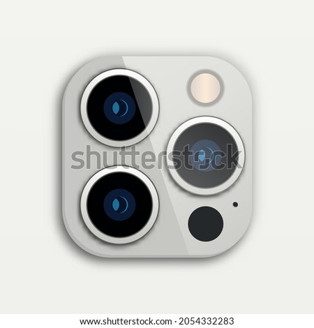 Triple Lens Camera on smart phone. Vector illustration Royalty-Free Stock Photo #2054332283